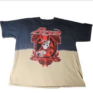Poison Mens 2XL "In Poison We Trust" Red Skeleton 2 Tone Tie Dye 80s Glam Tee
